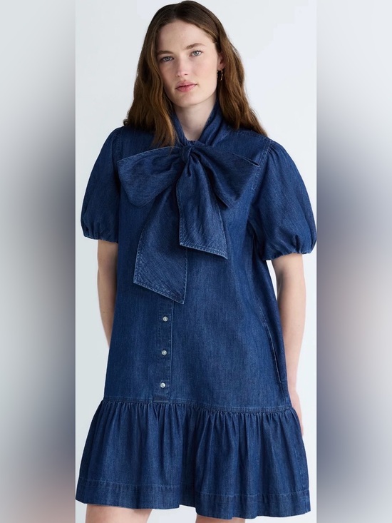 Free Assembly Dresses & Skirts - NWT Free Assembly Women's Tie Neck Denim Dress, Sizes XXlDenim Bow-Tie Midi